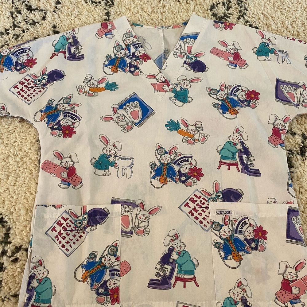Easter/bunny scrub top